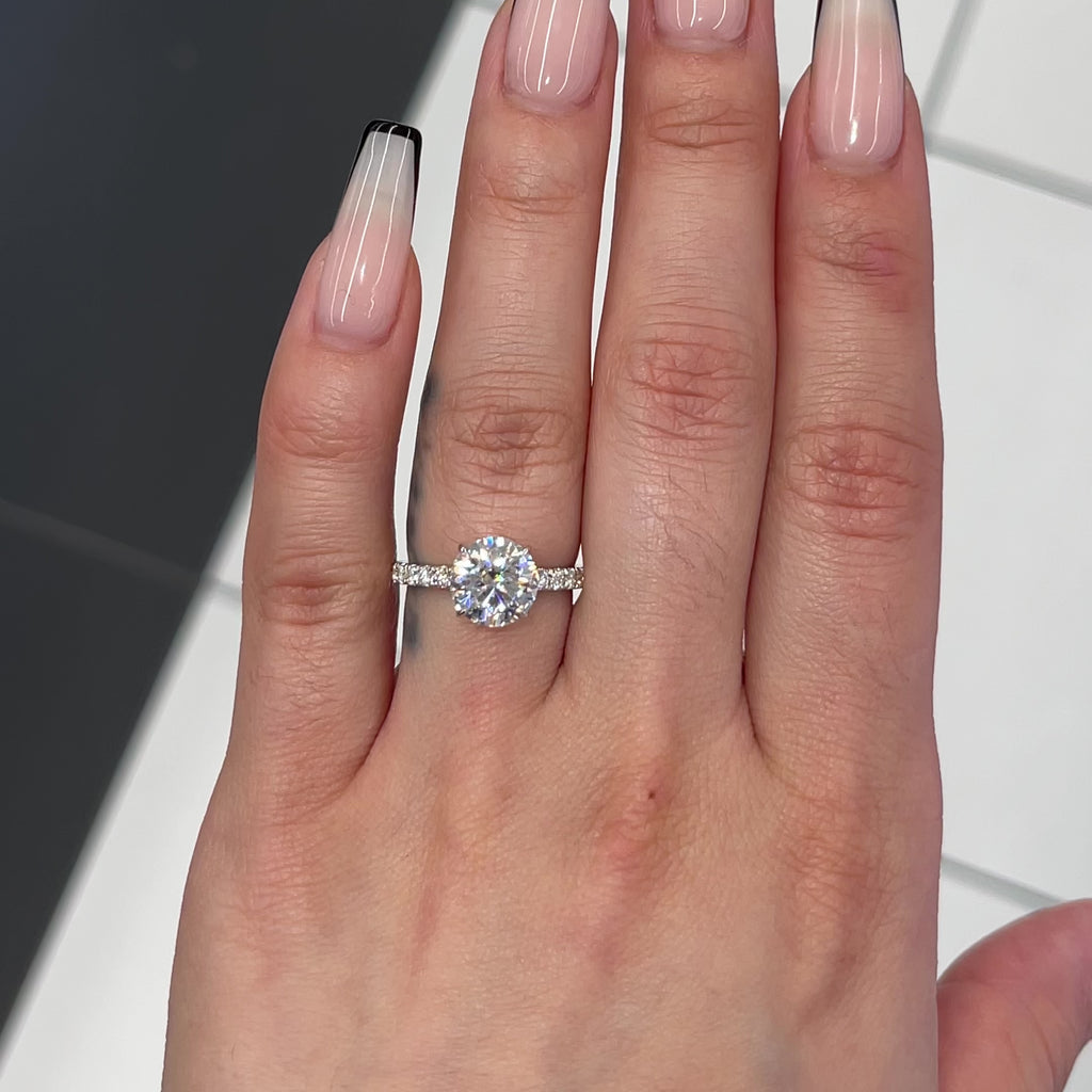 Three Stone Round Cut Engagement Ring - PureGemsJewels